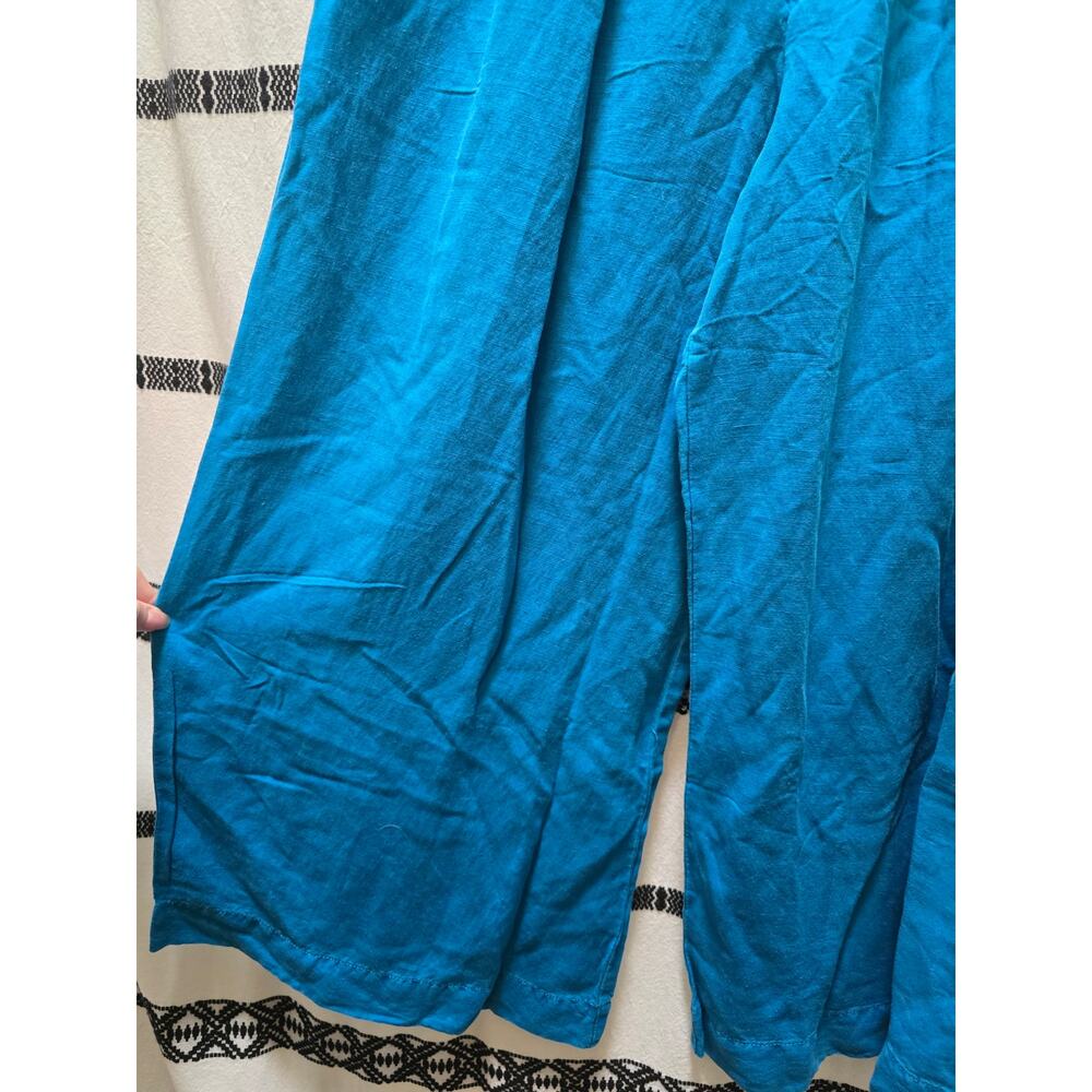 NWT Young Fabulous & Broke blue wide leg cropped high waist linen blend pants XS - Picture 5 of 11